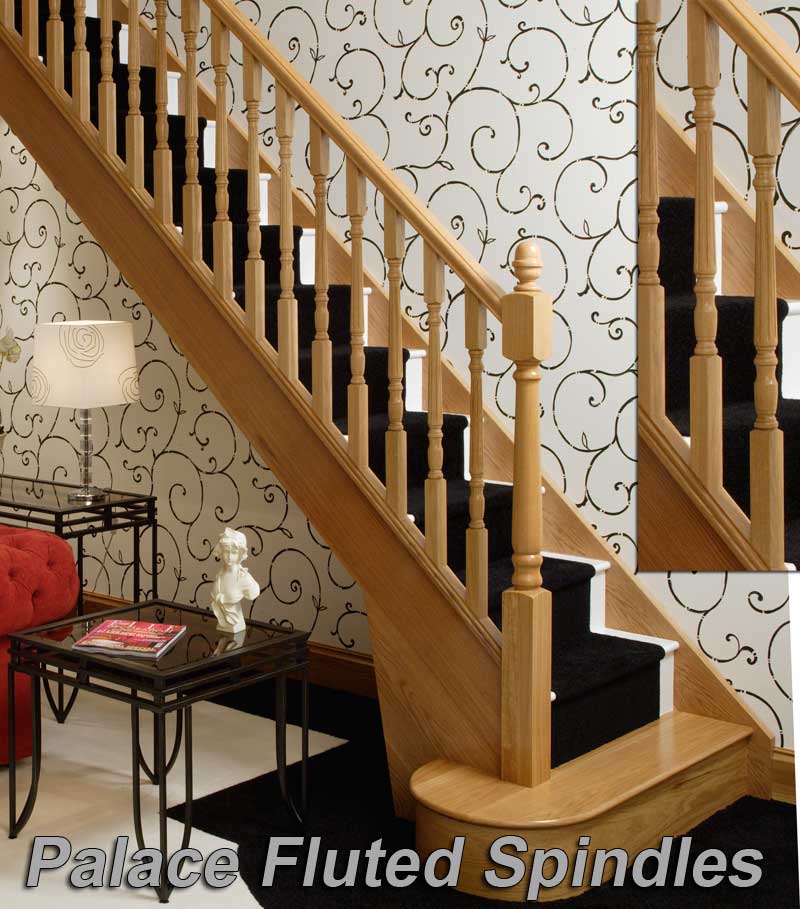 White Oak Palace fluted staircase spindles