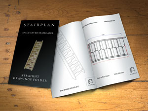 Space saving staircase drawings in plan and 3d forms