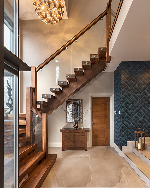 Walnut and glass staircases