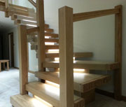 X-Vision open staircase hardwood construction with LED lights