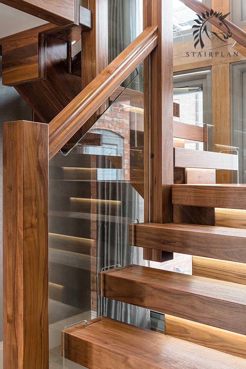 luxury balck walnut  x-vision staircases